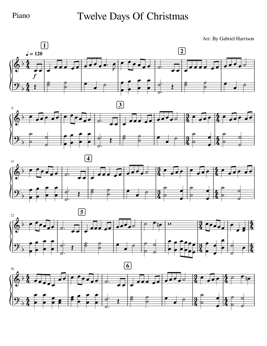 Twelve Days Of Christmas Sheet music for Piano (Solo) 