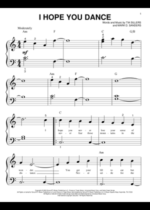 Play Official version of I Hope You Dance Sheet Music by Lee Ann Womack ...