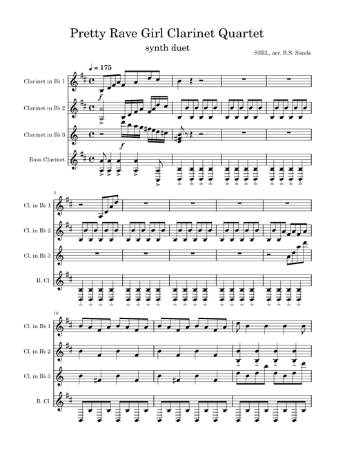 Pretty Rave Girl Clarinet Quartet – S3RL