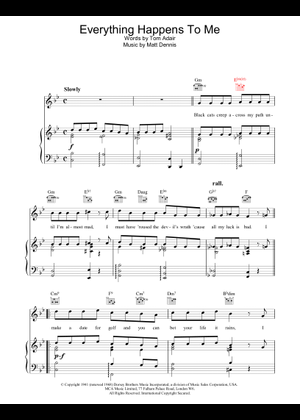 Everything Happens To Me – Frank Sinatra Sheet Music with Chords