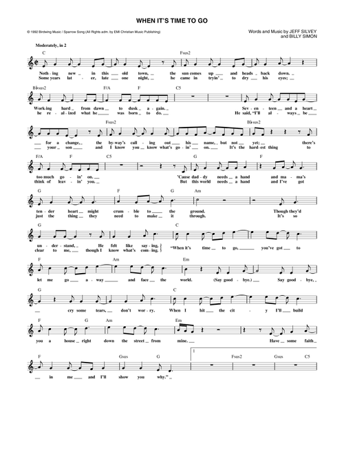 When It's Time To Go - 4Him (Lead Sheet - Fake Book)