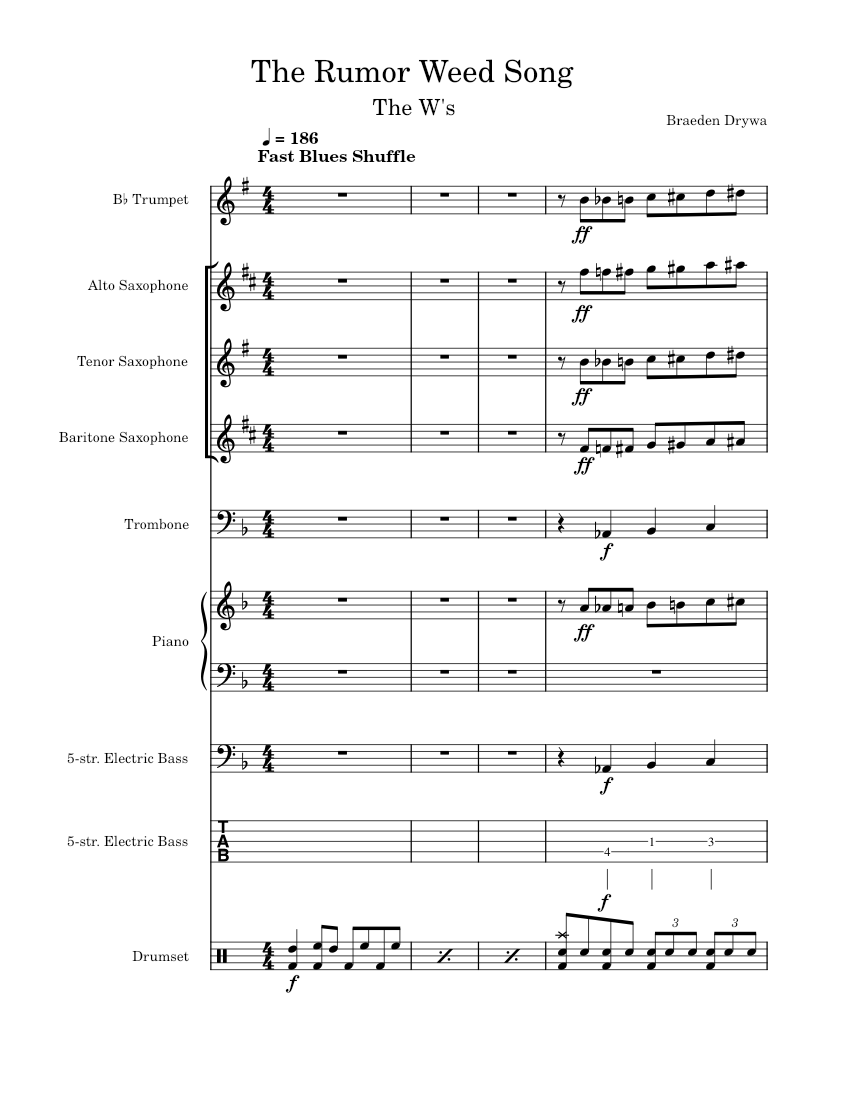 The Rumor Weed Song The W's (VeggieTales) Sheet music for Piano