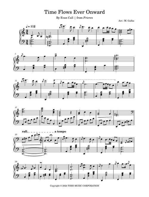 Time Flows Ever Onward (Arr. M. Galka) - Evan Call (Piano Solo)