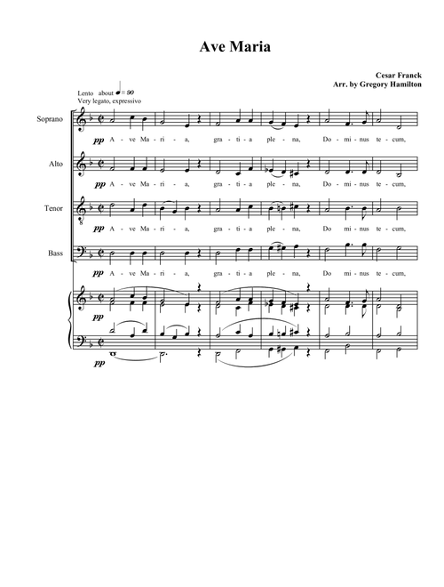 Ave Maria - by Cesar Franck , Arr. Gregory Hamilton (Choral, SATB)