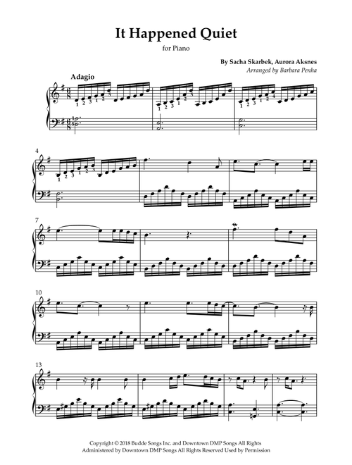 It Happened Quiet (Arr. Barbara Penha) - Aurora (Piano Solo)