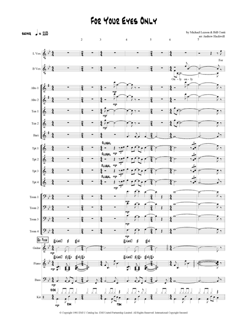 For Your Eyes Only (Arr. Andrew Hackwill) - Sheena Easton (Jazz Ensemble)