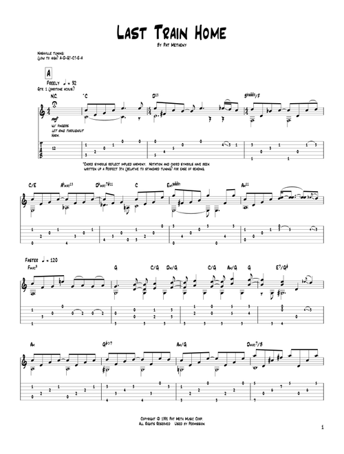 Last Train Home - Pat Metheny (Guitar Tab)