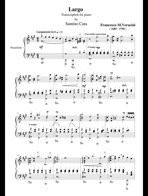 Largo_Veracini_Transcription for piano of Santino Cara (Piano Solo)