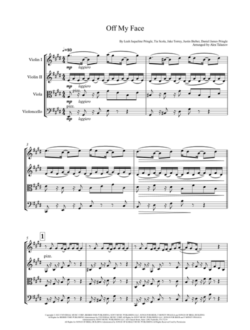 Off My Face (Arr. Alex Talanov) - Justin Bieber (String Quartet)