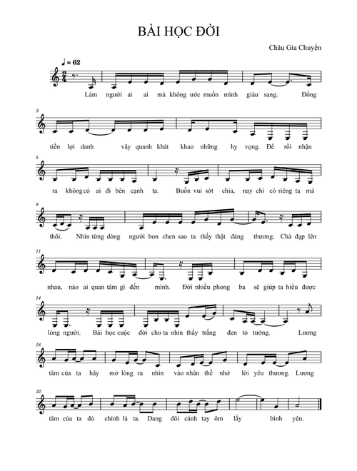 Bài Học Đời - Châu Gia Chuyển (Choral, SAB)