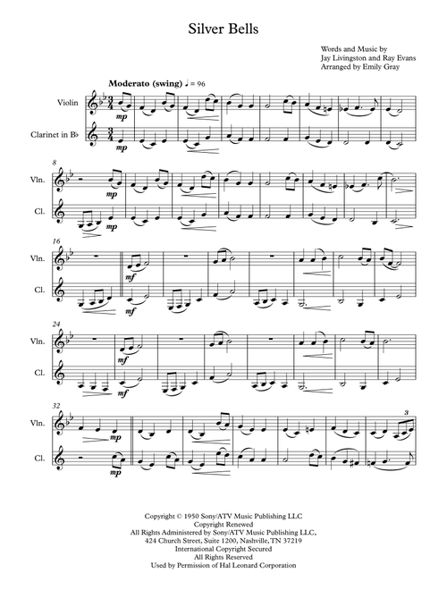 Silver Bells (Arr. Emily Gray) - Plumb (Instrumental Duet)