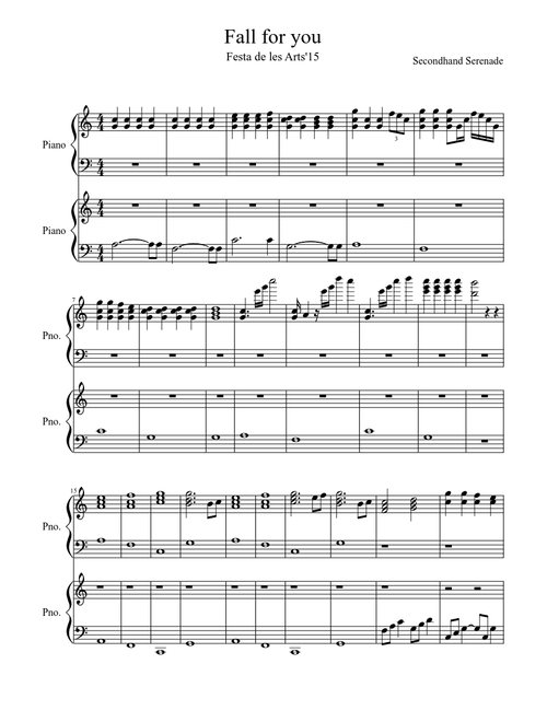 Fall for you - Secondhand Serenade (Piano)