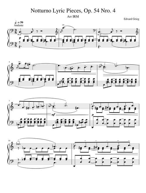 Grieg Notturno Lyric Pieces, Op. 54 Nro. 4