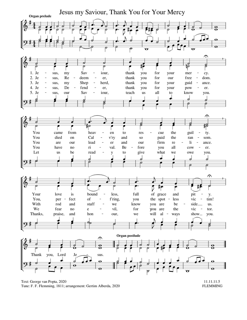 Jesus my Saviour, Thank You for Your Mercy Sheet Music for Vocals