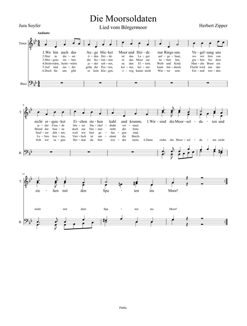 Die Moorsoldaten sheet music arranged by Rene Martien