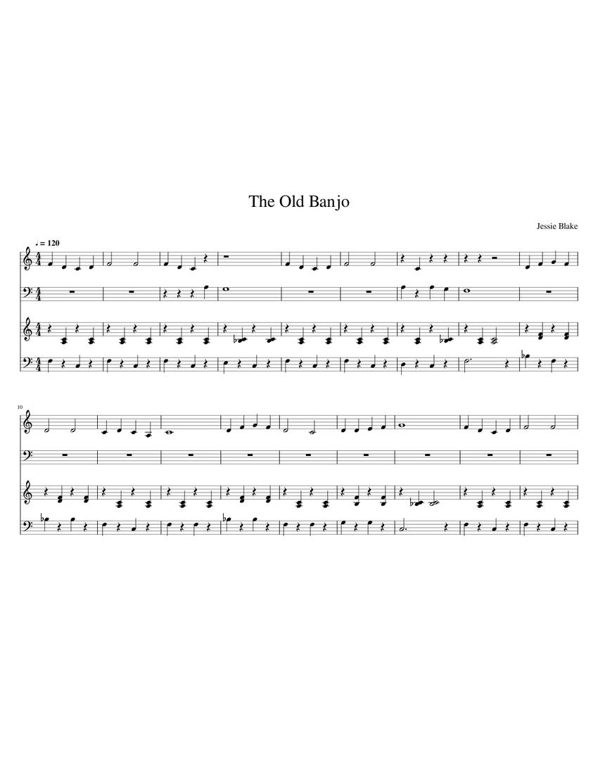 The old Banjo by Jessie Blake Sheet music for Piano Mixed Quartet Musescore