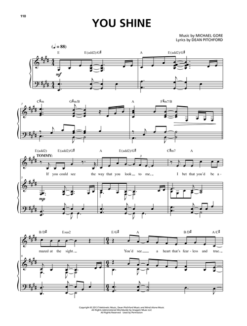 You Shine (from Carrie The Musical) - Michael Gore, Dean Pitchford (Piano Vocal)