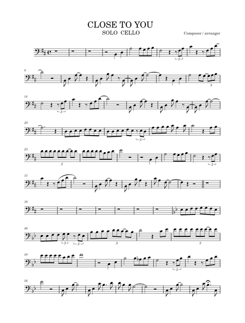 CLOSE TO YOU - SOLO CELLO
