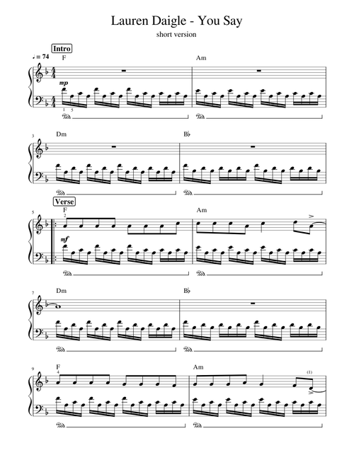 Lauren Daigle - You Say - Easy Piano