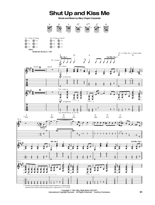 Shut Up And Kiss Me - Mary Chapin Carpenter (Guitar Tab)
