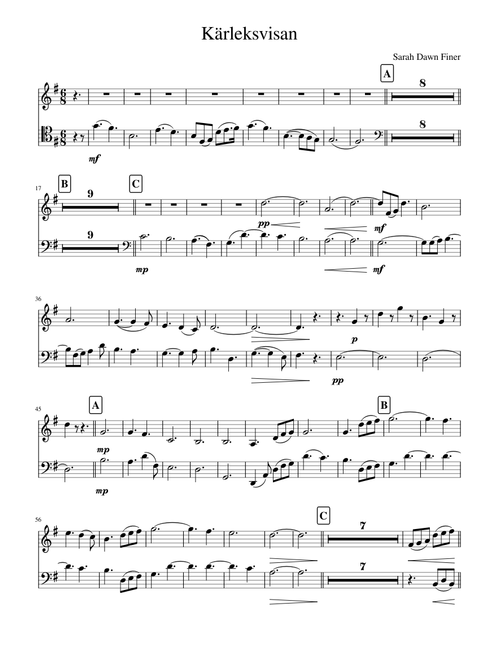Kärleksvisan (violin and cello parts)