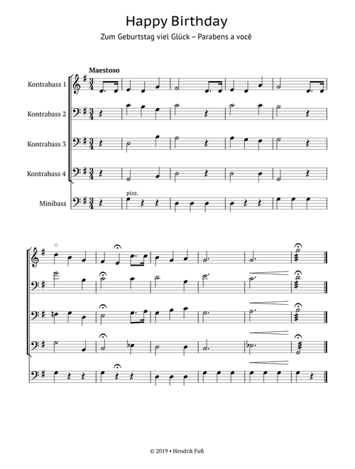 Happy birthday (double bass ensemble)