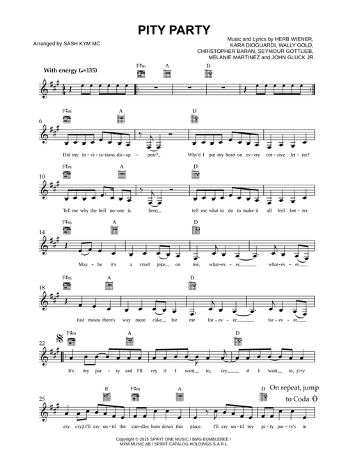 Pity Party (Arr. Kym Sash Mc) - Wally Gold, Herb Wiener, John Gluck Jr (Lead Sheet - Fake Book)