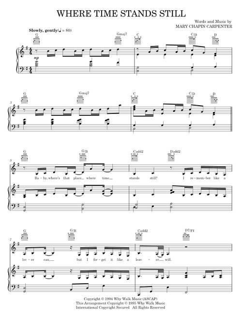 Where time stands still - Mary Chapin Carpenter (Piano-Vocal-Guitar)