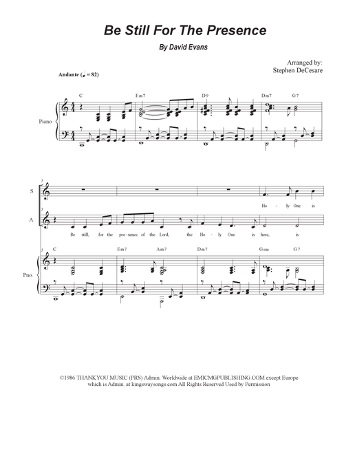 Be Still For The Presence (Arr. Stephen DeCesare) - David Evans (Voice Duet and Piano)