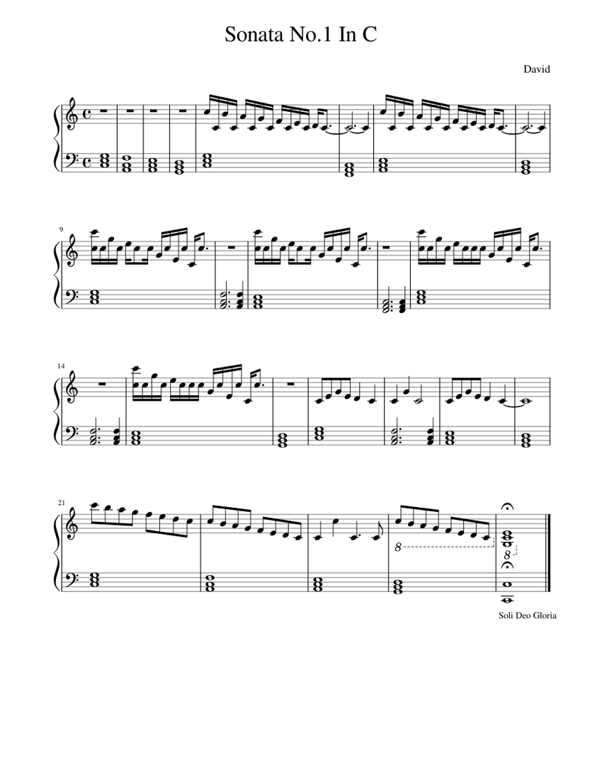 Piano Sonata No. 1 In C Major Sheet music for Piano (Solo) Easy ...