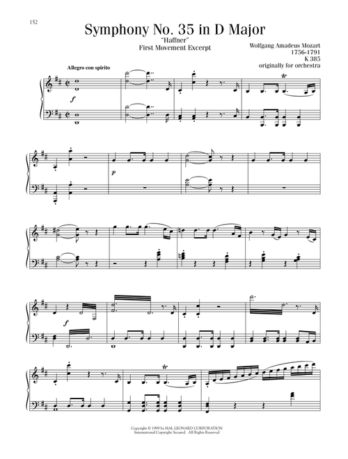 Symphony No. 35 ("Haffner"), First Movement Excerpt - Wolfgang Amadeus Mozart (Piano Solo)