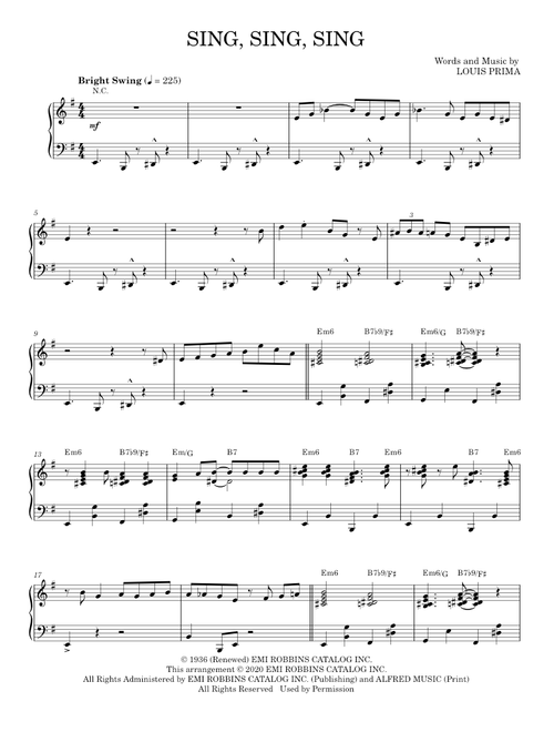Sing sing sing - Benny Goodman (Piano Solo)