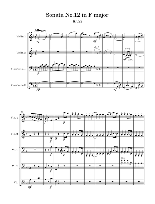 Mozart Piano Sonata No.12