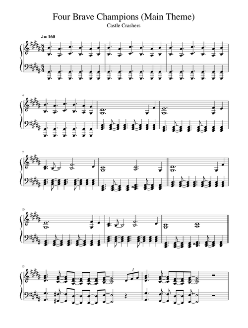 Castle Crashers - Four Brave Champions (Main Theme) for piano