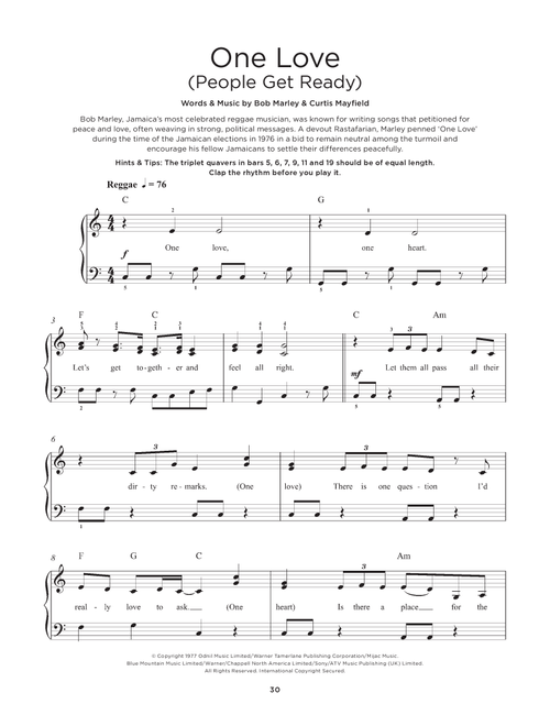One Love (People Get Ready) - Bob Marley (Really Easy Piano)