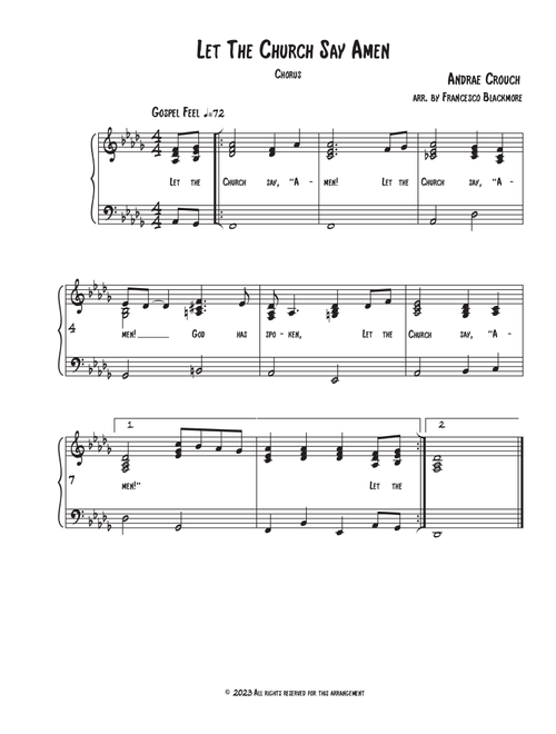 Let The Church Say Amen (Arr. Francesco Blackmore) - Andrae Crouch (Piano Vocal)