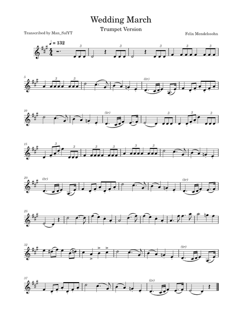 Wedding March – Felix Mendelssohn Wedding March Trumpet Version