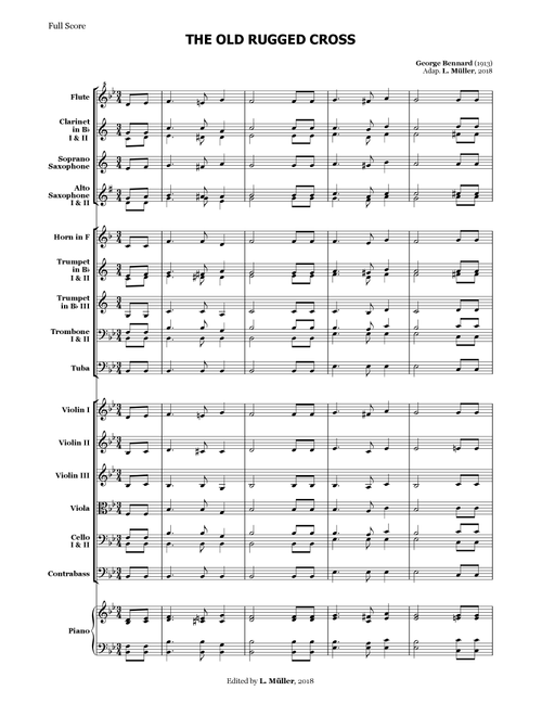 The Old Rugged Cross - for Beginner Orchestra. (Arr. L. Müller) - George Bennard (Large Ensemble)