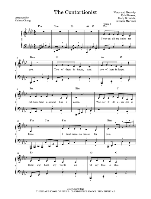 The Contortionist (Arr. Celena Chang) - Melanie Martinez (Piano Solo)
