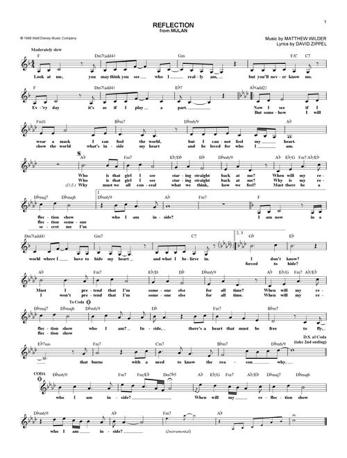 Reflection (Pop Version) (from Mulan) - Christina Aguilera (Lead Sheet - Fake Book)