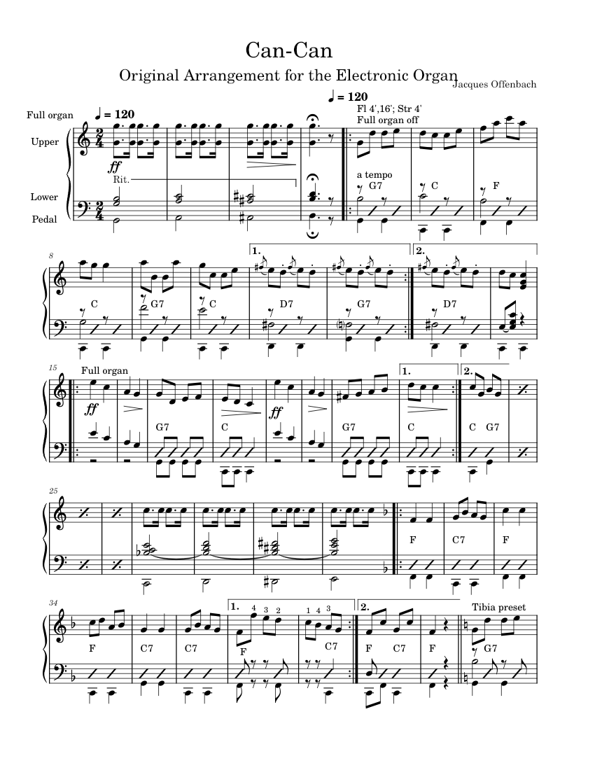 Can-Can – Jacques Offenbach Can_Can Sheet Music with Chords for Organ ...