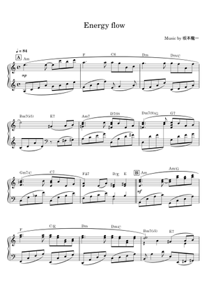 Energy ﬂow - 坂本龍一 Sheet Music for Piano, Cello, Fiddle (Mixed
