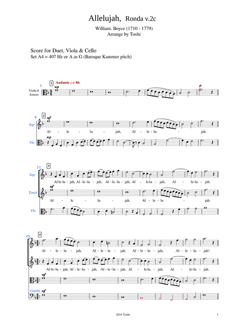 Allelujah, Ronda – William Boyce, Ronda 3rd Update