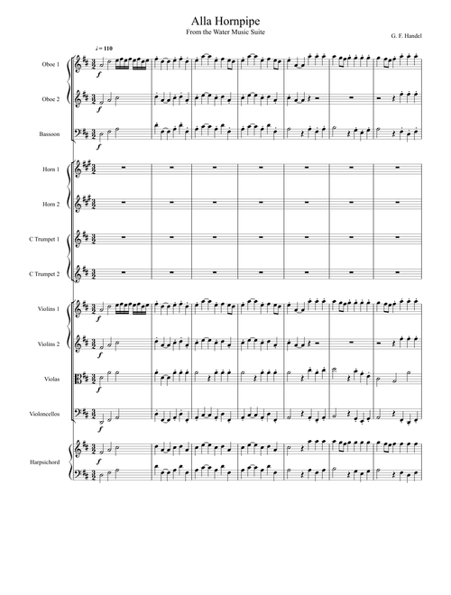 Alla Hornpipe (From the Water Music Suite) (For Chamber Orchestra)