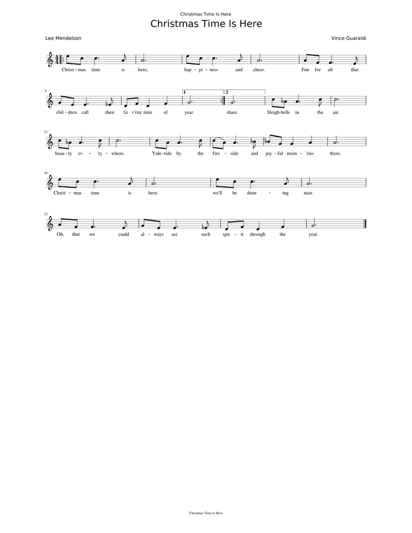Christmas time is here - Vince Guaraldi Sheet Music for Flute (Solo ...