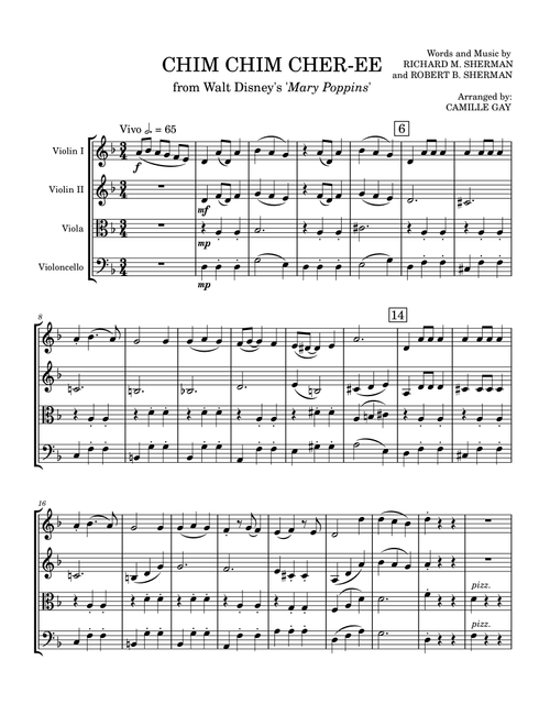 Chim Chim Cher-Ee (Arr. Camille Gay) - Julie Andrews And Dick Van Dyke (String Quartet)