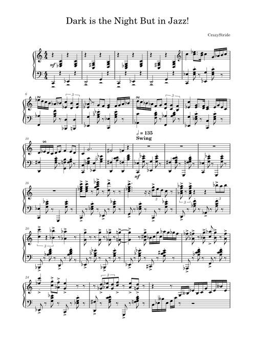 Dark is the Night But in Jazz! – Crazystride