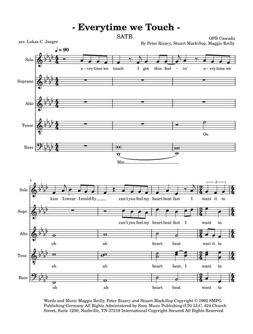 Everytime We Touch (Arr. Lukas C Jaeger) - Cascada (Choral, SATB)