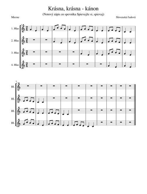 Krásna, krásna - kánon