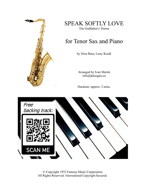 Speak Softly Love (Arr. Ivan Marini) - Nino Rota (Tenor Sax and Piano)